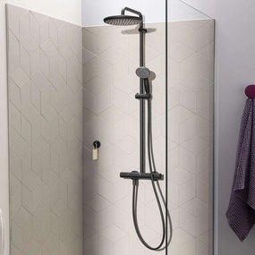GROHE Vitalio Start nástenný sprchový systém s termostatom, horná sprcha 1jet EcoJoy priemer 250 mm, ručná sprcha 2jet, matná čierna, 266772430