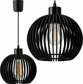 BERGE LED stropné svietidlo E27 drevená guľa čierna