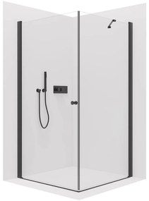 CERANO - Sprchovací kút Antelo L/P - 6 mm - čierna matná, transparentné sklo - 70x70 cm - krídlový, CER-CER-8050BD7499