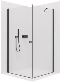 CERANO - Sprchovací kút Antelo L/P - 6 mm - čierna matná, transparentné sklo - 70x70 cm - krídlový, CER-CER-8050BD7499