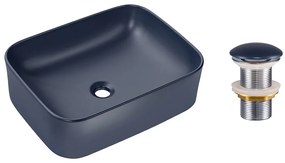 Sada keramického umyvadla na desku a výpusti Kama 50 cm modrá
