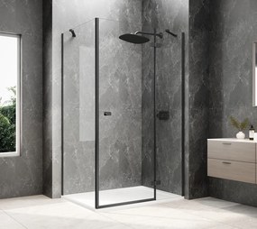 Polysan GLOBE, obdĺžniková sprchová zástena 800x900mm, číre sklo, pravé, čierna, GB1080-3315RB