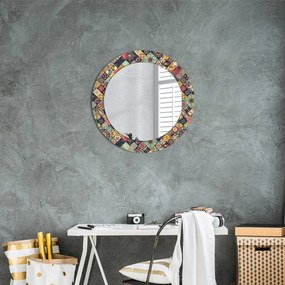 Okrúhle ozdobné zrkadlo Etnický kvetinový fi 60 cm