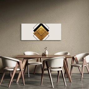 Obraz - Abstrakcia zlatá a biela N⁰1 (120x50 cm)