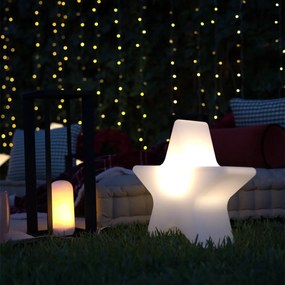 Vianočná stojaca lampa biela 45 cm vrátane nabíjateľného solárneho RGBW LED - Nova