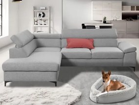 Rohová sedacia súprava Lonigo, svetle šedá látka, ľavý roh%