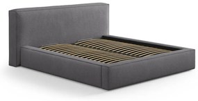 Tmavosivá čalúnená dvojlôžková posteľ s úložným priestorom s roštom 200x200 cm Simon Olivia – Micadoni
