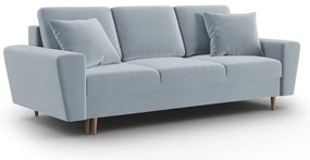 Svetlomodrá zamatová rozkladacia/s úložným priestorom pohovka 235 cm Kyoto – Cosmopolitan Design