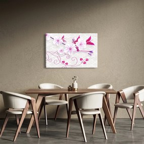 Obraz vetvičky s kvetmi (90x60 cm)
