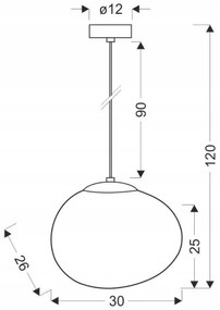 Luster na lanku STONES 1xE27/40W/230V pr. 30 cm