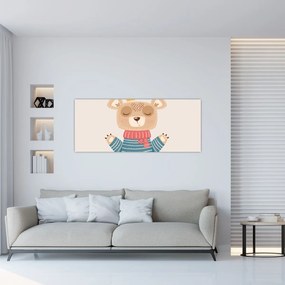 Obraz - Béžový medvedík s korunkou (120x50 cm)