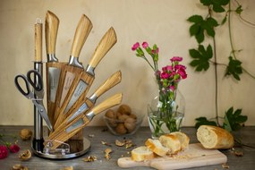 8 dielna sada nožov v otočnom stojane v hnedej farbe