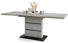 Mazzoni PIANO svetlý betón ateliér / čierny mat - moderný rozkladací stôl do 200 cm