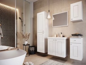 Kúpeľňový nábytok s umývadlom Wiryd I, Farby: biela + biely lesk, Sifón: bez sifónu, Umývadlová batéria: Platino BCZ 020M Mirjan24 5903211081682