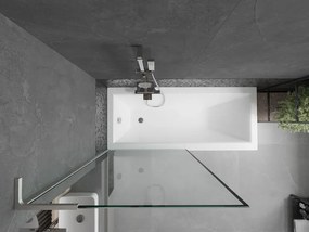 Mexen Next L, 1-krídlová vaňová zástena 90 x 150 cm, 6mm číre sklo-čierny vzor, 6mm číre sklo, profil brúsená oceľ, 895-090-000-03-70-97