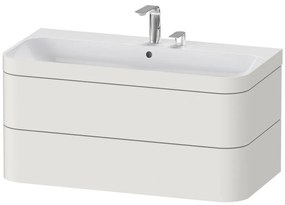 DURAVIT Happy D.2 Plus c-bonded závesná skrinka s nábytkovým umývadlom s dvomi otvormi, 2 zásuvky, 975 x 490 x 480 mm, nordická biela matná lakovaná, HP4638E3939