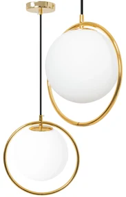 Toolight Toolight, Stropná lampa visiaca sklenená guľa 1xE27 APP430-1CP, zlatá-biela, OSW-01560