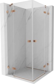 Mexen Lunar Duo, výklopný sprchový kút 90 x 90 cm, 8mm číre sklo, profil medená matná, 834-090L-090P-65-00