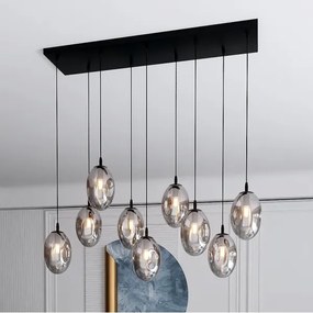 Luster na lanku ASTRAL 9xE14/10W/230V čierna/dymová