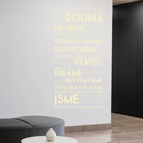 Veselá Stena Samolepka V tomto dome Farba: béžová, Veľkosť: 80 x 166 cm