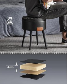 EKHO taburetka, odkladací stolík s úložným priestorom, syntetická koža, čierna