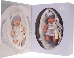 Bábika Lovely Baby s košíkom a zajačikom fialová