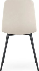 Sada ôsmich jedálenských stoličiek NERO zamatové, béžové / čierne nohy (8 ks)