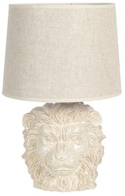 Béžová stolná lampa s hlavou leva - Ø 30 * 49 cm E27 / max 1 * 60W