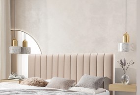 Čalúnená posteľ Livani 160x200 - béžový velvet Velluto 2 / čierne nohy