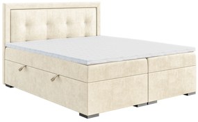 Manželská posteľ Boxspring 140 cm Veronica (krémová) (s matracom a úl. priestorom). Vlastná spoľahlivá doprava až k Vám domov. 1043454