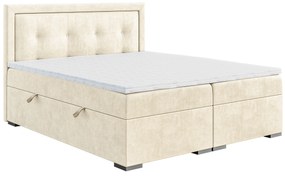 Manželská posteľ Boxspring 180 cm Veronica (krémová) (s matracom a úl. priestorom). Vlastná spoľahlivá doprava až k Vám domov. 1043456