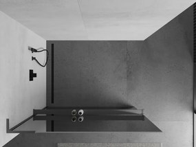 Mexen Kioto+ L, sprchová zástena Walk-In s poličkou a vešiakom 70 x 200 cm, 8mm sklo vzor zrkadlo, grafitový profil, 800-070-123-66-50