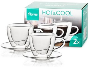 4Home Termo pohár šálka s podšálkou Heart Hot&Cool, 150 ml, 2 ks