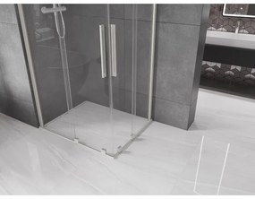 Mexen Velar Duo, sprchový kút s posuvnými dverami 90 x 80 cm, 8mm číre sklo, brúsená oceľ, 871-090-080-02-97