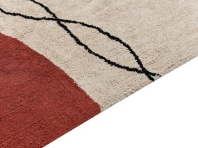Bavlnený koberec 160 x 230 cm béžová/červená BOLAT Beliani