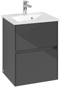 VILLEROY &amp; BOCH Collaro závesná skrinka pod umývadielko, 2 zásuvky, 472 x 404 x 610 mm, Glossy Grey, C14100FP