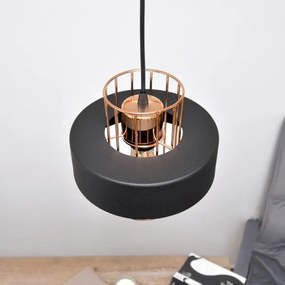 LED Luster na lanku VOLTA 2xE27/15W/230V čierna/zlatá