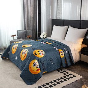 Prehoz na posteľ so vzorom MLSNÝ SMAJLÍK sivý Rozmer: 170 x 210 cm