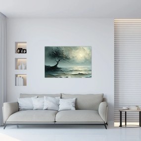 Obraz - Olejomaľba stromu s oceánom (90x60 cm)
