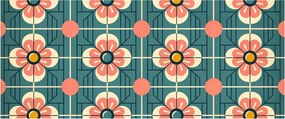 Obraz - Retro vzor s kvetmi (120x50 cm)