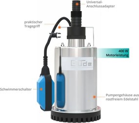 Čerpadlo na plytkú vodu, 400 W, GFS 4000 INOX, Güde | 94606