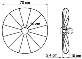 Nástenné svietidlo Eskola, 1x čierne drôtené tienidlo, (fi 70 cm)