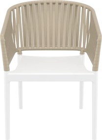 PORTOFINO záhradná stolička s podrúčkami white/taupe