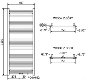 Mexen Mars, elektrické vykurovacie teleso 1500 x 600 mm, 900 W, čierna, W110-1500-600-6900-70