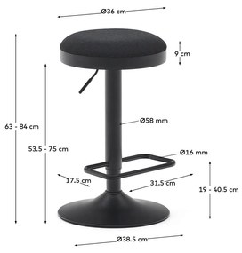 Barová stolička biza 80 cm čierna MUZZA