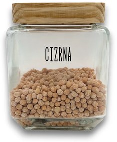 5Five® Skleněná bytelná dóza hranatá s dřevěným víkem, 1,25l KWADR