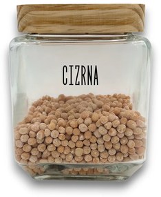 5Five® Sklenená bytelná dóza hranatá s dreveným vekom, 1,25l KWADR