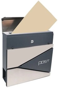 Poštová schránka 371 x 362 x 105 mm, Zn + nerezováoceľ s otvorom na noviny