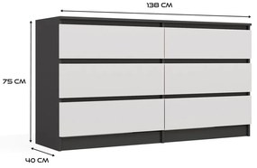 Komoda Malwa M6 140 cm antracit/bílá