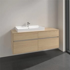 VILLEROY &amp; BOCH Collaro závesná skrinka pod umývadlo na dosku (umývadlo vľavo), 4 zásuvky, 1400 x 500 x 548 mm, Nordic Oak, C08900VJ